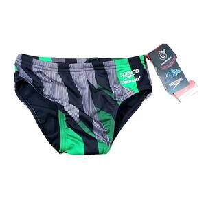 Speedo Endurance Men's/Boys Swim Diving Brief Size 26 NWT $44 Green Gray Black